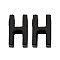 304 Stainless Steel Charms, Alphabet, Electrophoresis Black, Letter.H, 8x5x3mm, Hole: 1.8mm