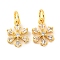 Rack Plating Brass Micro Pave Clear Cubic Zirconia Pendants, Long-Lasting Plated, with Jump Rings, Lead Free & Cadmium Free, Snowflake, For Christmas, Real 18K Gold Plated, 11x8x2mm, Hole: 3mm