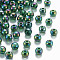 Transparent Acrylic Beads, AB Color Plated, Round, Green, 6x5mm, Hole: 1.8mm, about 4400pcs/500g
