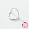 Anti-Tarnish Heart Rhodium Plated Platinum 925 Sterling Silver Micro Pave Cubic Zirconia Finger Rings, with Enamel, White, Inner Diameter: 18mm