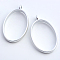 Rack Plating Alloy Oval Open Back Bezel Pendants, For DIY UV Resin, Epoxy Resin, Pressed Flower Jewelry, Hollow, Cadmium Free & Nickel Free & Lead Free, Matte Silver, 39x23.8x3.5mm, Hole: 2.8mm, Inner Diameter: 31.2x20.8mm