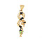 Brass Micro Pave Cubic Zirconia Enamel Pendants, Snake, Real 18K Gold Plated, Black, 27.5x9x4mm, Hole: 4x5mm