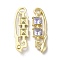 Alloy Pendant, with Glass, Light Gold, Lead Free & Cadmium Free, Safety Pin Charm, Lavender, 35x10.5x4mm, Hole: 3mm
