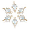 Glass Links connectors, with Brass Micro Pave Cubic Zirconia, Faceted, Oval, Light Gold, Pale Turquoise, 17.5x10x5mm, Hole: 1.2mm