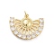 Fan Shaped Rack Plating Brass Micro Pave Cubic Zirconia Pendants, Cadmium Free & Lead Free, Long-Lasting Plated, Real 18K Gold Plated, 21x27x3mm, Hole: 3mm