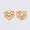 Brass Pendants, with ABS Plastic Imitation Pearl, Nickel Free, Heart, Real 18K Gold Plated, 15x16x4mm, Hole: 1mm
