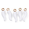 Alloy Enamel Pendants, Cadmium Free & Nickel Free & Lead Free, Light Gold, Hot Horn of Plenty/Italian Horn Cornicello Charms, White, 21x6x6mm, Hole: 2mm