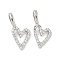 Brass Micro Pave Cubic Zirconia Pendants, Heart, Rack Plating, Long-Lasting Plated, Cadmium Free & Lead Free, Platinum, 17x7.5x2mm, Hole: 2.5x4.5mm