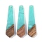 Resin & Wood Pendants, Tie Shaped Charms, Aquamarine, 49x12x3.5mm, Hole: 2mm