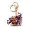 Alloy Rhinestone Keychains, Enamel Style, Elephant Pendant Keychain, Old Rose, 11cm