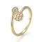 Brass Micro Pave Clear Cubic Zirconia Cuff Rings, Open Rings, Long-Lasting Plated, Flat Round, Real 18K Gold Plated, Size 8, Inner Diameter: 18mm