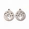 Non-Tarnish 201 Stainless Steel Charms, Flat Round with Hollow Out Cactus, Stainless Steel Color, 14x11.5x1mm, Hole: 1mm