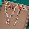 Fashionable Brass Rhinestone Bracelets & Earrings & Necklaces & Rings Sets, Teardrop, Hyacinth, 320mm