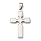 304 Stainless Steel Pendants, Cross Charm, Stainless Steel Color, 42x26.5x3mm, Hole: 8x5mm