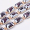Opaque Glass Beads Strands, with Brass Findings, Pearl Luster Plated, Faceted, Rectangle, Golden, DarkSlate Blue, 13x18x7mm, Hole: 1mm, about 10pcs/strand, 9 inch (23cm)