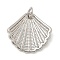 Brass Pendants, Shell Shape Charms, Long-Lasting Plated, Rack Plating, Lead Free and Cadmium Free, with Jump Ring, Platinum, 18x18.5x3mm, Hole: 3mm