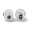 Opaque Glass Beads, with Enamel, Faceted, Drum with Evil Eye Pattern, Black, 10.5x10.5mm, Hole: 1.6mm