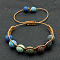 Handmade Weave Random Macaron Color Adjustable Dyed Natural Lava Rock Braided Bead Bracelets for Women Men, Round, 