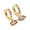 Brass Micro Pave Cubic Zirconia Huggie Hoop Earrings, Long-Lasting Plated, Eye, Colorful, Golden, 25mm, Pin: 1mm
