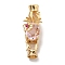 Brass Micro Pave Cubic Zirconia Fold Over Clasps, Nickel Free, Pineapple, Real 18K Gold Plated, Pearl Pink, 31x10.5x11mm, Hole: 4mm