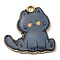 Printed Alloy Pendants, Golden, Cadmium Free & Nickel Free & Lead Free, Cat Shape Charms, Black, 20x20x2mm, Hole: 1.6mm