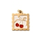 304 Stainless Steel Enamel Pendants, Square Charms, with Jump Ring, Ion Plating(IP), Real 18K Gold Plated, Cherry, 19.5x16.5x1.5mm, Hole: 2.5mm