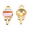 Alloy Pendants, with Enamel, Cadmium Free & Lead Free, Light Gold, Lollipop, Pearl Pink, 17x8x3mm, Hole: 2mm
