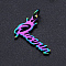 Ion Plating(IP) 201 Stainless Steel Pendants, with Jump Rings, Word Queen, Rainbow Color, 14x20x1mm, Hole: 3mm