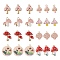 48Pcs 8 Style Alloy Enamel Pendants, Light Gold, Mushroom, Mixed Color, 15~28.5x11~25.5x1.5~6mm, Hole: 1.5~2.5mm, 6pcs/style