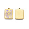 304 Stainless Steel Enamel Pendants, Real 18K Gold Plated, Rectangle with Sun, Lilac, 21x15.5x2mm, Hole: 1.4mm