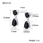 Серьги-пусеты с подвесками и каплевидными циркониями SC9593-10