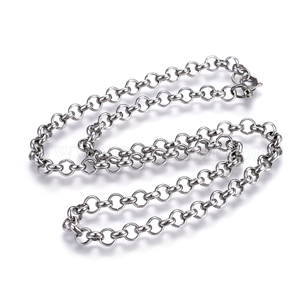 Не тускнеющие цепочки Rolo из нержавеющей стали 304 NJEW-F242-12P-D-1