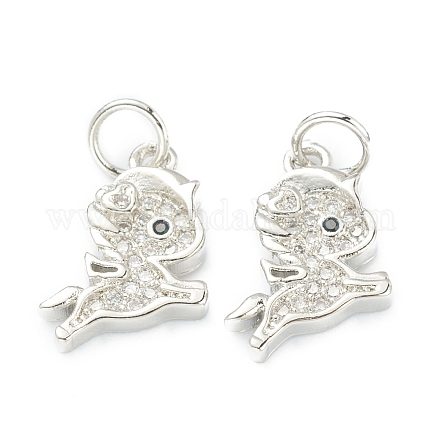 Латунные микропаве прозрачные кубические циркониевые подвески ZIRC-B010-35P-1