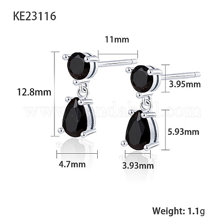 Серьги-пусеты с подвесками и каплевидными циркониями SC9593-10-1
