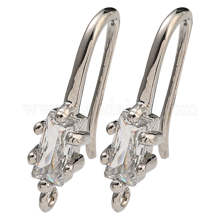 Крючки для серег из латуни с прозрачным фианитом KK-R149-20P-1