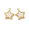 304 Stainless Steel Enamel Charms, Star Charms, Ion Plating(IP), Real 18K Gold Plated, White, 16x13.5x3.5mm, Hole: 1.8mm