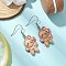 Resin Pendants & 304 Stainless Steel Dangle Earrings for Women, Stainless Steel Color, Gingerbread Man, 44x19mm