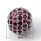 Brass Cubic Zirconia Beads, Round, Platinum, 10mm, Hole: 1.5mm