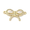 Rack Plating Brass Micro Pave Clear Cubic Zirconia Bowknot Connector Charms, with Enamel, Long-Lasting Plated, Cadmium Free & Lead Free, Real 18K Gold Plated, 12.5x24.5x3mm, Hole: 1.2mm