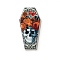Halloween Printed Acrylic Pendants, Coffin Charm, Skull, 41x21x2.5mm, Hole: 1.8mm
