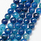 Natural Crackle Agate Bead Strands, Round, Grade A, Faceted, Dyed, Dodger Blue, 10mm, Hole: 1mm, about 37pcs/strand, 15 inch