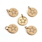 Brass Micro Pave Clear Cubic Zirconia Charms, with Jump Rings, Flat Round with Star, Golden, 11.5x1.5mm, Hole: 3.5mm