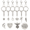 DIY Keychain Making, with Iron Jump Rings, Alloy Lobster Claw Clasps & Tibetan Style Pendants, Antique Silver & Platinum, 118x72x35mm