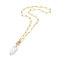 Natural Baroque Pearl Keshi Pearl Pendant Necklaces, with 304 Stainless Steel Toggle Clasps, Brass Paperclip Chains and Cardboard Boxes, Golden, 16.73 inch(42.5cm), pearl: 13~20mm long, 6~10mm wide
