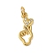 Rack Plating Brass & Clear Cubic Zirconia Pendants, Cadmium Free & Lead Free, Long-Lasting Plated, Hand with Heart, with Jump Ring, Real 18K Gold Plated, 15.5x8x1mm, Hole: 5mm