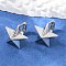 Brass Hoop Earrings, Star, Platinum, 12.5x13x12.5mm