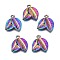 Alloy Pendants, Cadmium Free & Nickel Free & Lead Free, Leaf, Rainbow Color, 15.5x14x2.5mm, Hole: 1.2mm