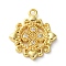 Brass Micro Pave Cubic Zirconia Pendants, Cadmium Free & Nickel Free & Lead Free, Round, Real 18K Gold Plated, 17x15x2mm, Hole: 1.4mm