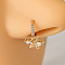 Brass Micro Pave Clear Cubic Zirconia Dangle Hoop Nose Rings, Golden, Butterfly, Inner Diameter: 8mm