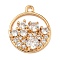 Brass Micro Pave Clear Cubic Zirconia Pendants, Real 18K Gold Plated, Round, 20x17x3.5mm, Hole: 1.6mm